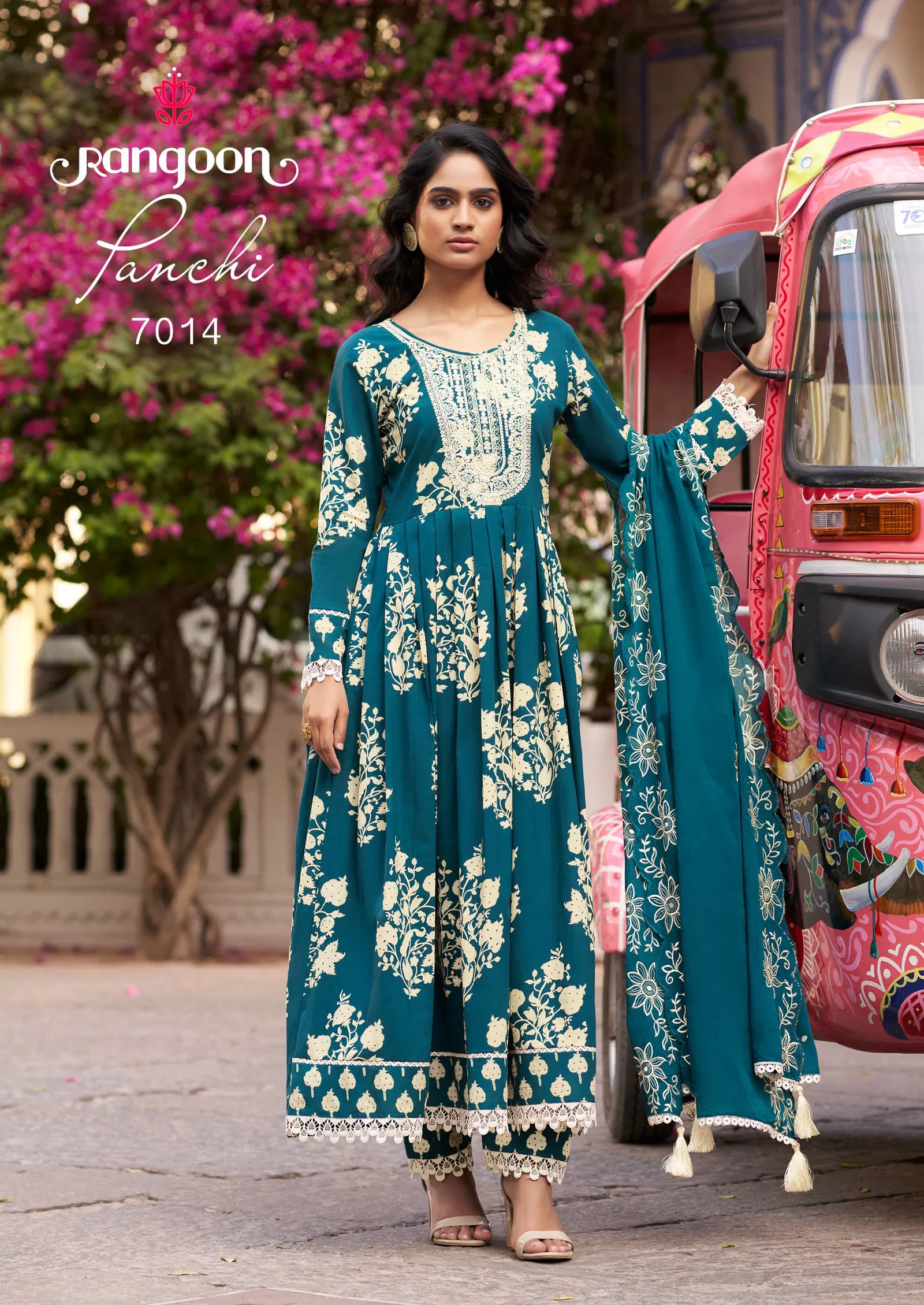 Panchi By Rangoon Cotton Printed Wholesale Kurti With Bottom Dupatta In India
